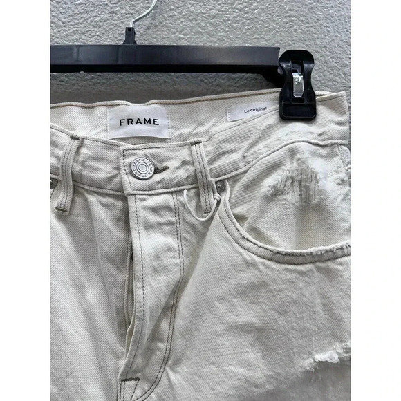 Frame Jeans Womens Size 25 Le Original Straight Fit Distressed Off white New - Picture 5 of 8